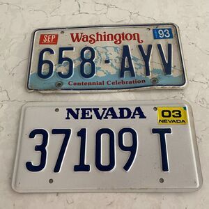 United State Nevada and Washington Motor Vehicles License‎ Plate - Lot of 2